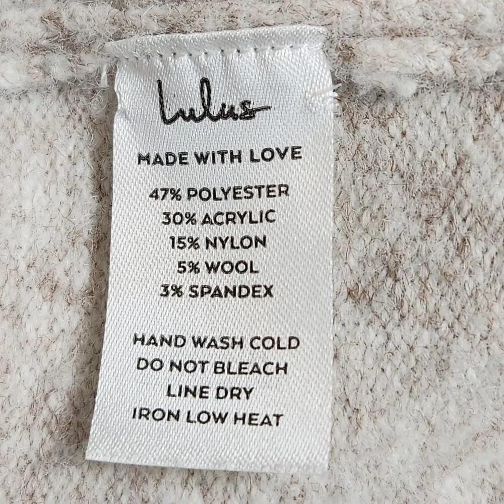 Lulus Everyday Cozy Heather Beige Knit Shacket Oversized Button-Up Sweater Small - Picture 10 of 12